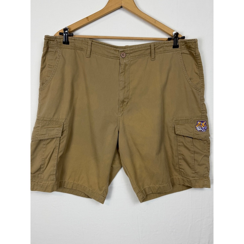 J. America LSU Tigers Cargo Shorts Mens 42 Tan Good Embroidered Cotton Twill